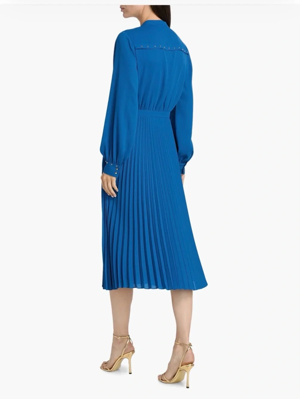 NWT Elie Tahari The Alania Pleated Midi-Dress Blue Stone Color, Size 16 - Picture 7 of 11